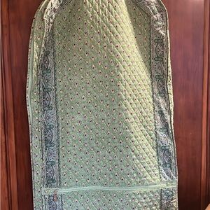 Green Quilted Garment Bag with Paisley Trim